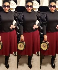 Social Butterfly Collection New Arrivals Black Fitted Puffy Sleeve Top