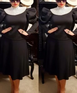 Social Butterfly Collection New Arrivals Black Fitted Puffy Sleeve Top