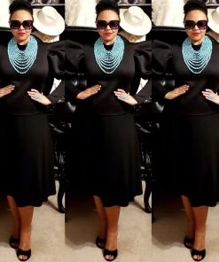 Social Butterfly Collection New Arrivals Black Fitted Puffy Sleeve Top