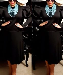 Social Butterfly Collection New Arrivals Black Fitted Puffy Sleeve Top