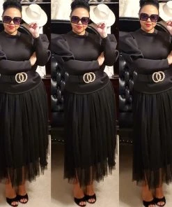 Social Butterfly Collection Beautiful Black Tulle Skirt Plus Sizes