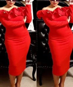 Social Butterfly Collection Dresses Regal Red Ruffle Neckline Dress 17 Social Butterfly Collection Dresses Regal Red Ruffle Neckline Dress