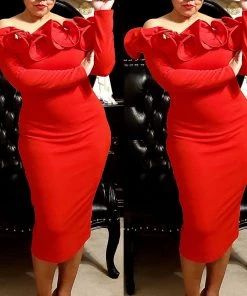 Social Butterfly Collection Dresses Regal Red Ruffle Neckline Dress 15 Social Butterfly Collection Dresses Regal Red Ruffle Neckline Dress