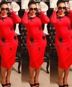 Social Butterfly Collection New Arrivals Red Black Jersey Knit Mid Length Dress