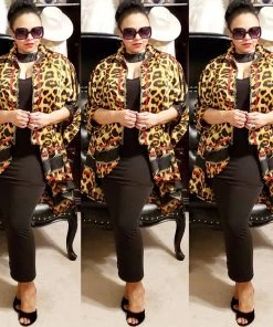 Social Butterfly Collection Sale Plus Size Animal Print Red Trim Detail Blouse