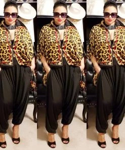 Social Butterfly Collection Sale Plus Size Animal Print Red Trim Detail Blouse