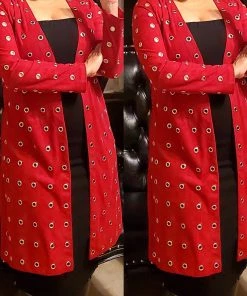 Social Butterfly Collection Sale Dark Red Faux Suede Silver Grommet Jacket