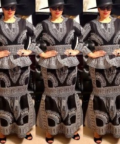 Social Butterfly Collection Two Piece Black White Dashiki Print Set