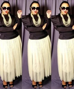 Social Butterfly Collection New Long Cream Color Stone Embellished Pearl Necklace