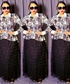 Social Butterfly Collection New Arrivals High Fashion Faces Button Down High Low Top