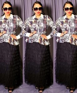 Social Butterfly Collection New Arrivals High Fashion Faces Button Down High Low Top