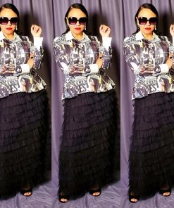 Social Butterfly Collection New Arrivals High Fashion Faces Button Down High Low Top