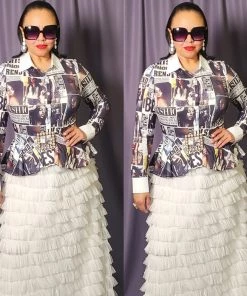 Social Butterfly Collection New Arrivals High Fashion Faces Button Down High Low Top