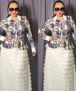 Social Butterfly Collection New Arrivals High Fashion Faces Button Down High Low Top