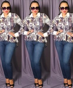 Social Butterfly Collection New Arrivals High Fashion Faces Button Down High Low Top