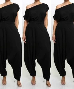 Social Butterfly Collection New Arrivals Black Two Piece Harem Pant Set
