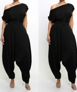 Social Butterfly Collection New Arrivals Two Piece Black Harem Pant Set