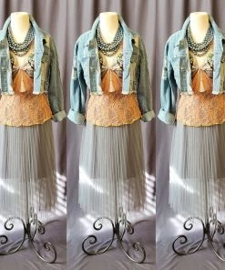 Social Butterfly Collection Light Grey Pleated Tulle Skirt Sale