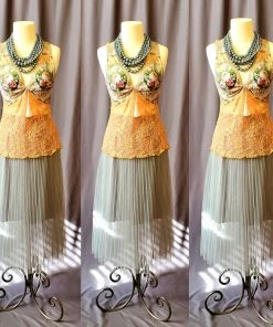 Social Butterfly Collection Light Grey Pleated Tulle Skirt Sale