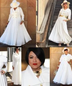 Social Butterfly Collection Long Off White Duster Coat Dress