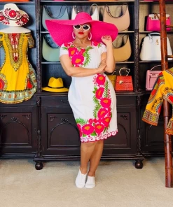 Social Butterfly Collection Pink Flower Embroidered Dress