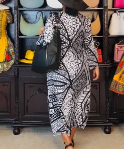 Social Butterfly Collection New Arrivals Black White Abstract Face Comfy Dress