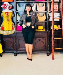 Social Butterfly Collection Black Denim Or Blue Denim Knee Length Shorts New Arrivals