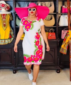 Social Butterfly Collection Pink Flower Embroidered Dress