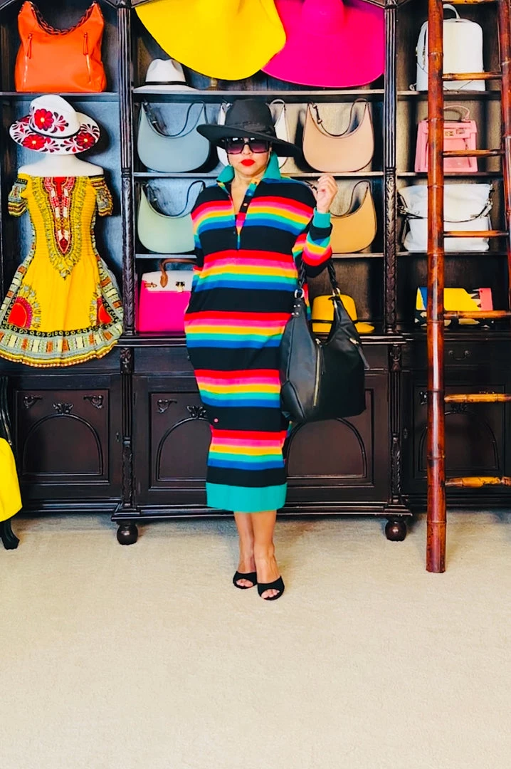 Social Butterfly Collection Multi Color Striped Long Shirt Dress 6 Social Butterfly Collection Multi Color Striped Long Shirt Dress