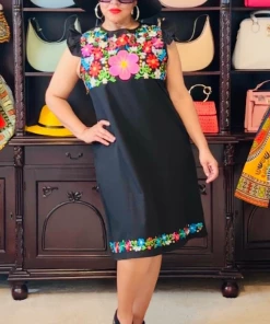 Social Butterfly Collection Black Multi Color Flower Embroidered Dress New Arrivals 12 Social Butterfly Collection Black Multi Color Flower Embroidered Dress New Arrivals