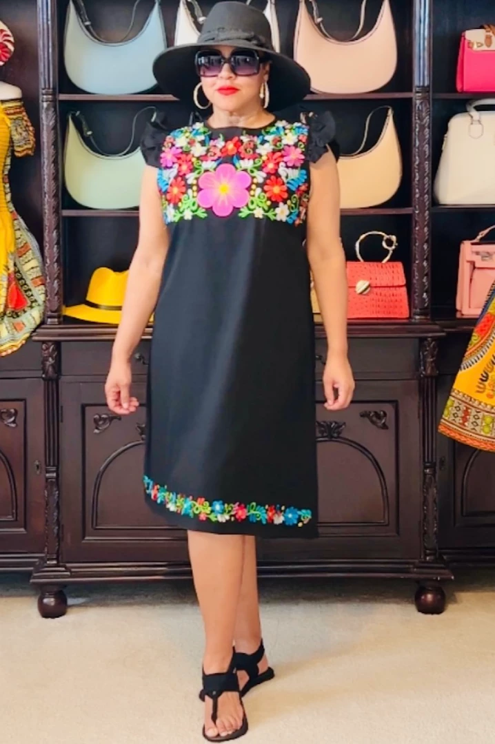 Social Butterfly Collection Black Multi Color Flower Embroidered Dress New Arrivals 4 Social Butterfly Collection Black Multi Color Flower Embroidered Dress New Arrivals