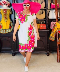 Social Butterfly Collection Pink Flower Embroidered Dress