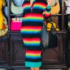 Social Butterfly Collection Multi Color Striped Long Shirt Dress