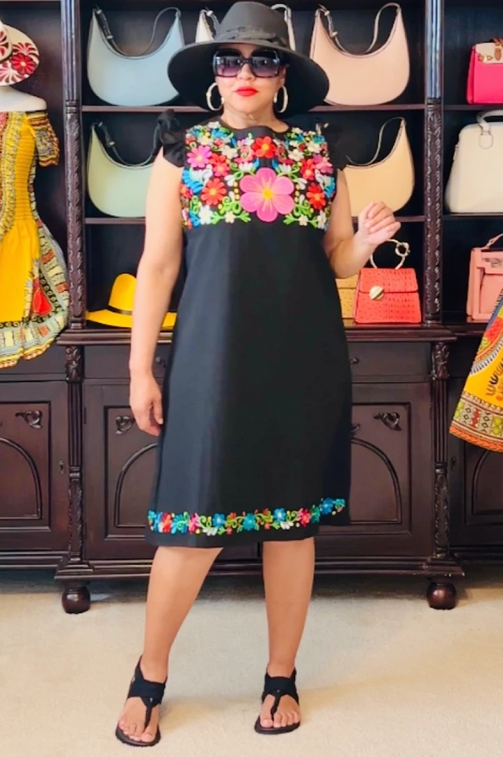 Social Butterfly Collection Black Multi Color Flower Embroidered Dress New Arrivals 3 Social Butterfly Collection Black Multi Color Flower Embroidered Dress New Arrivals