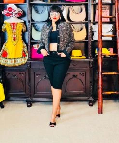 Social Butterfly Collection Black Denim Or Blue Denim Knee Length Shorts New Arrivals