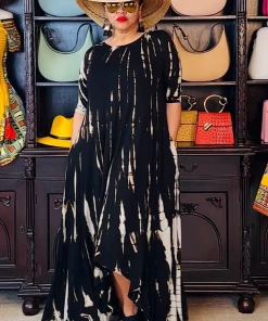 Social Butterfly Collection New Arrivals Tie Dye Print Long Maxi Handkerchief Dress