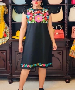 Social Butterfly Collection Black Multi Color Flower Embroidered Dress New Arrivals 13 Social Butterfly Collection Black Multi Color Flower Embroidered Dress New Arrivals