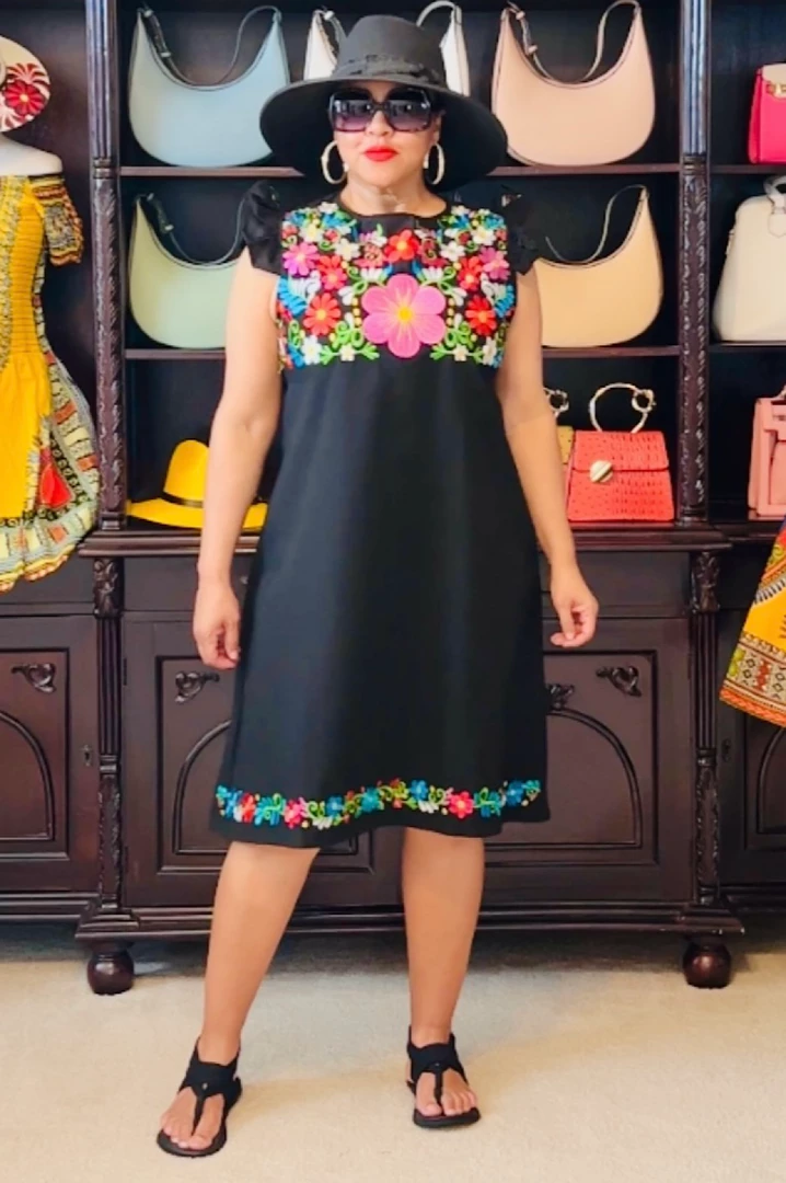 Social Butterfly Collection Black Multi Color Flower Embroidered Dress New Arrivals 6 Social Butterfly Collection Black Multi Color Flower Embroidered Dress New Arrivals