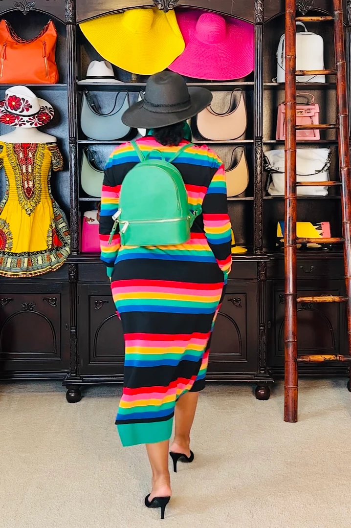 Social Butterfly Collection Multi Color Striped Long Shirt Dress 8 Social Butterfly Collection Multi Color Striped Long Shirt Dress