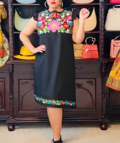 Social Butterfly Collection Black Multi Color Flower Embroidered Dress New Arrivals 14 Social Butterfly Collection Black Multi Color Flower Embroidered Dress New Arrivals