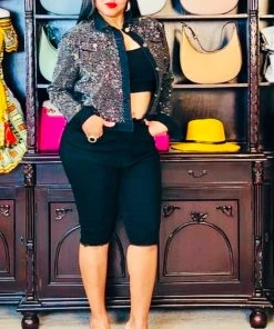 Social Butterfly Collection Black Denim Or Blue Denim Knee Length Shorts New Arrivals