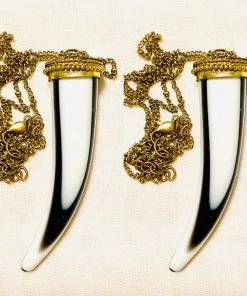 Social Butterfly Collection Sale Black White Antique Gold Chain Horn Necklace