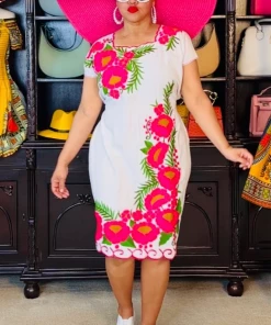 Social Butterfly Collection Pink Flower Embroidered Dress