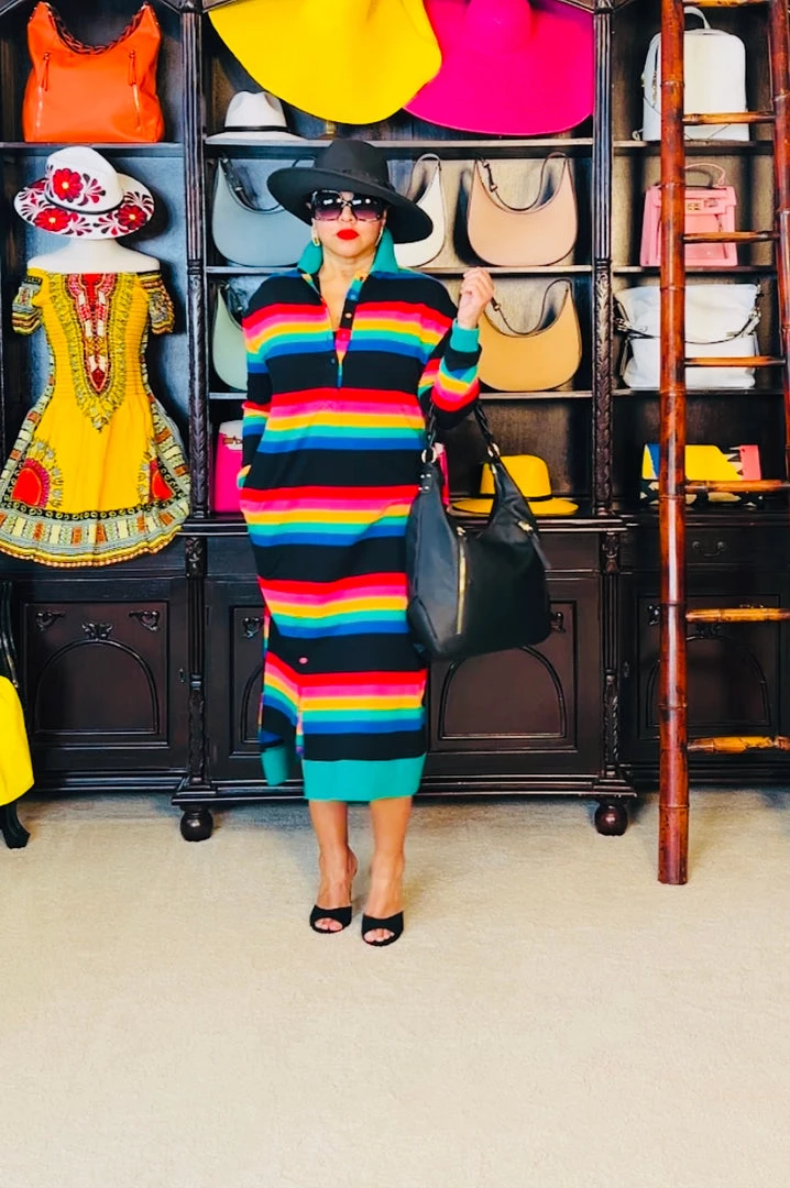 Social Butterfly Collection Multi Color Striped Long Shirt Dress 13 Social Butterfly Collection Multi Color Striped Long Shirt Dress