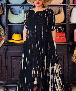 Social Butterfly Collection New Arrivals Tie Dye Print Long Maxi Handkerchief Dress